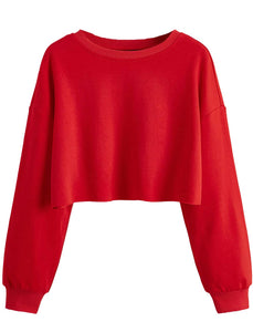 Long sleeve crop top with round neck