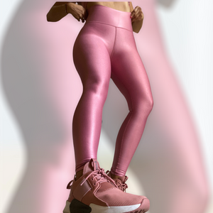 Rose copper color leggings effect leather basic