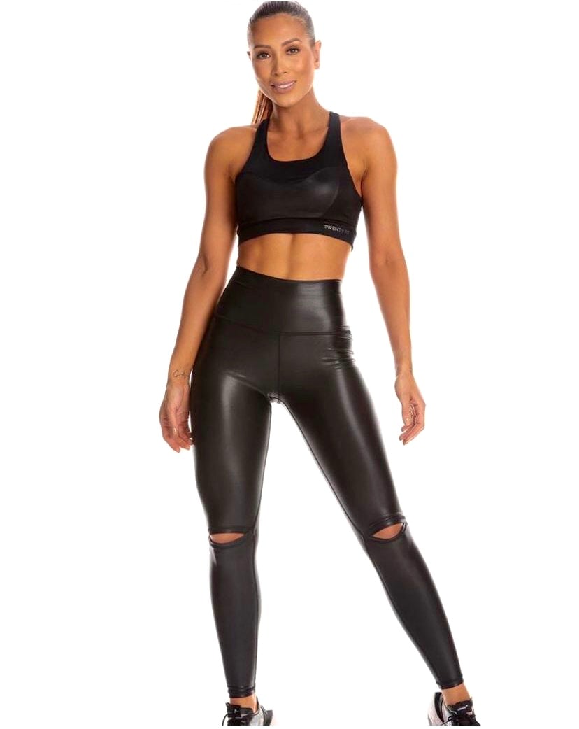 Leather look outlet leggings with zips