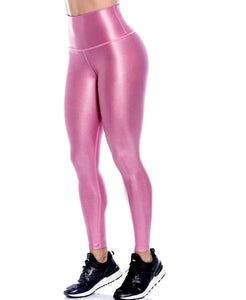 Rose copper color leggings effect leather basic